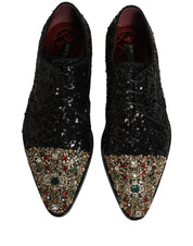 Black Sequin Embellished Men Derby Dress Shoes