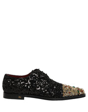 Black Sequin Embellished Men Derby Dress Shoes