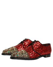 Red Sequin Embellished Men Derby Dress Shoes