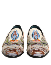 Multicolor Sequin Embroidered Loafers Shoes