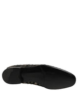 Black Silver Embellished Slip On Loafers Shoes