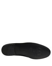 Dolce & Gabbana Black Satin Logo Slip On Flats Loafers Shoes Dolce & Gabbana