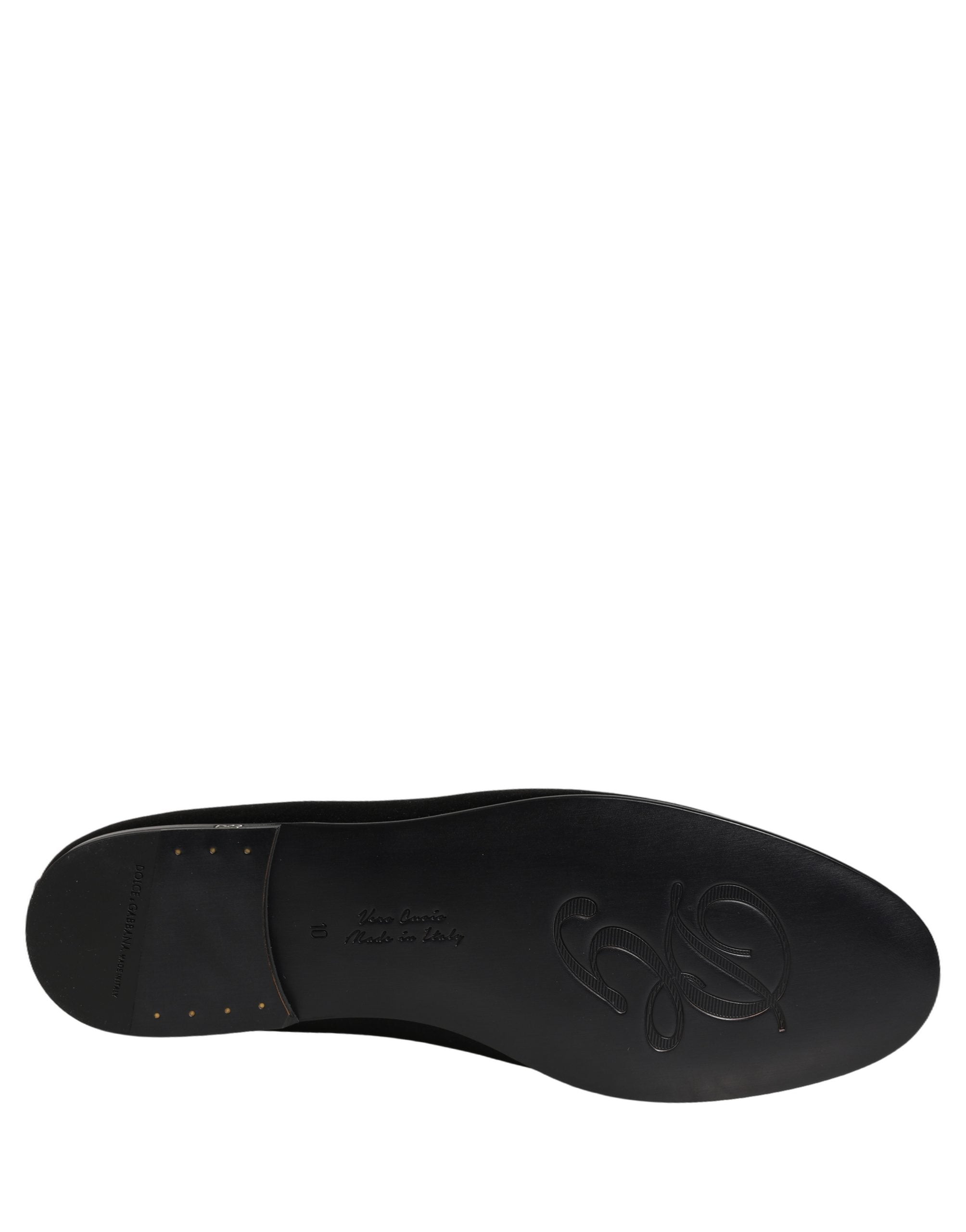 Dolce & Gabbana Black Satin Logo Slip On Flats Loafers Shoes Dolce & Gabbana