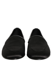 Dolce & Gabbana Black Satin Logo Slip On Flats Loafers Shoes Dolce & Gabbana