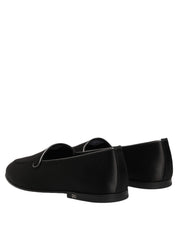 Dolce & Gabbana Black Satin Logo Slip On Flats Loafers Shoes Dolce & Gabbana