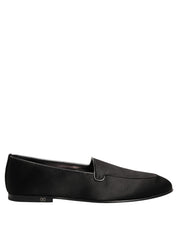 Dolce & Gabbana Black Satin Logo Slip On Flats Loafers Shoes Dolce & Gabbana