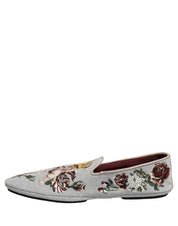 Gray Crown Rose Angel Embroidery Loafer Shoes