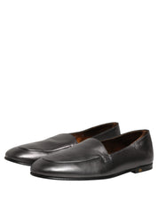 Silver Leather DG Logo Slip On Loafers Shoes