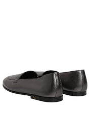 Silver Leather DG Logo Slip On Loafers Shoes