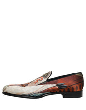 Multicolor Lion Print Slip On Loafers Shoes