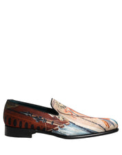 Dolce & Gabbana Multicolor Lion Print Slip On Loafers Shoes