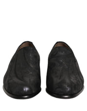 Black Brocade Men Slip On Dress Loafers Shoes