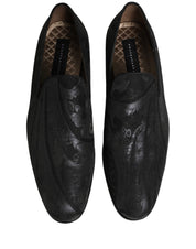 Black Brocade Men Slip On Dress Loafers Shoes