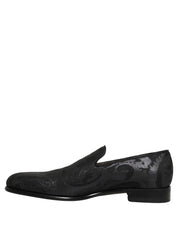 Black Brocade Men Slip On Dress Loafers Shoes