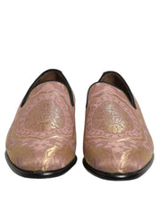 Pink Brocade Men Slip On Dress Loafers Shoes