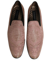 Pink Brocade Men Slip On Dress Loafers Shoes