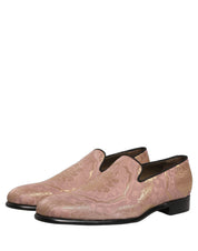 Pink Brocade Men Slip On Dress Loafers Shoes