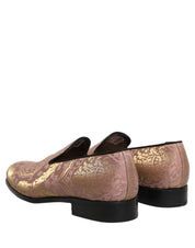 Pink Brocade Men Slip On Dress Loafers Shoes
