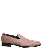 Dolce & Gabbana Pink Brocade Men Slip On Dress Loafers Shoes