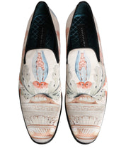 White Floral Vase Slip On Dress Loafers Shoes