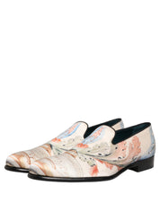White Floral Vase Slip On Dress Loafers Shoes