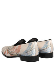 White Floral Vase Slip On Dress Loafers Shoes