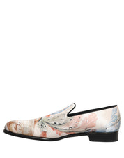 White Floral Vase Slip On Dress Loafers Shoes