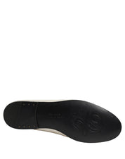 White Satin Logo Slip On Flats Loafers Shoes