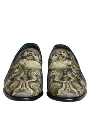 Brown Baroque Print Slip On Loafers Shoes
