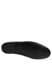 Blue Satin Logo Slip On Flats Loafers Shoes