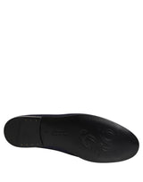 Blue Satin Logo Slip On Flats Loafers Shoes