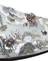 White Floral Embellished Men Loafers  Shoes