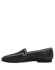 Black Crystal Embellished Men Loafers Shoes