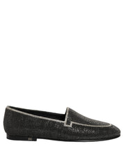 Black Crystal Embellished Men Loafers Shoes