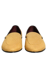 Yellow Woven Men Slip On Dress Loafers Shoes