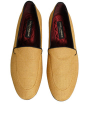 Yellow Woven Men Slip On Dress Loafers Shoes