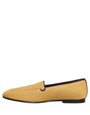 Yellow Woven Men Slip On Dress Loafers Shoes