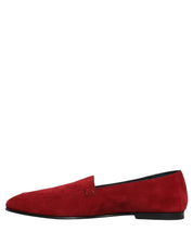 Red Suede Logo Slip On Flats Loafers Shoes