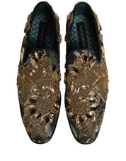 Black Velvet Embellished Dress Loafers Shoes