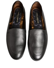 Silver Leather DG Logo Slip On Loafers Shoes