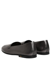 Silver Leather DG Logo Slip On Loafers Shoes