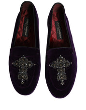 Violet Suede Embellished Dress Loafers Shoes