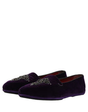 Violet Suede Embellished Dress Loafers Shoes