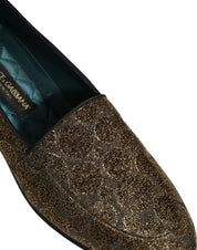 Gold Lurex Glitter Men Slip On Loafers Shoes