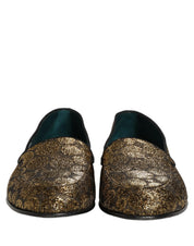 Gold Lurex Glitter Men Slip On Loafers Shoes