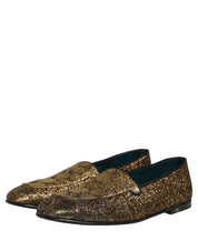 Gold Lurex Glitter Men Slip On Loafers Shoes