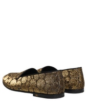 Gold Lurex Glitter Men Slip On Loafers Shoes