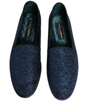 Blue Glitter Lurex DG Logo Dress Loafers Shoes
