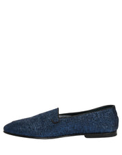 Blue Glitter Lurex DG Logo Dress Loafers Shoes