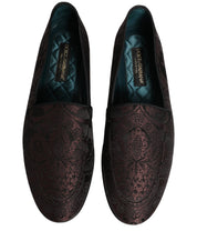 Maroon Jacquard Leather Slip On Loafers Shoes